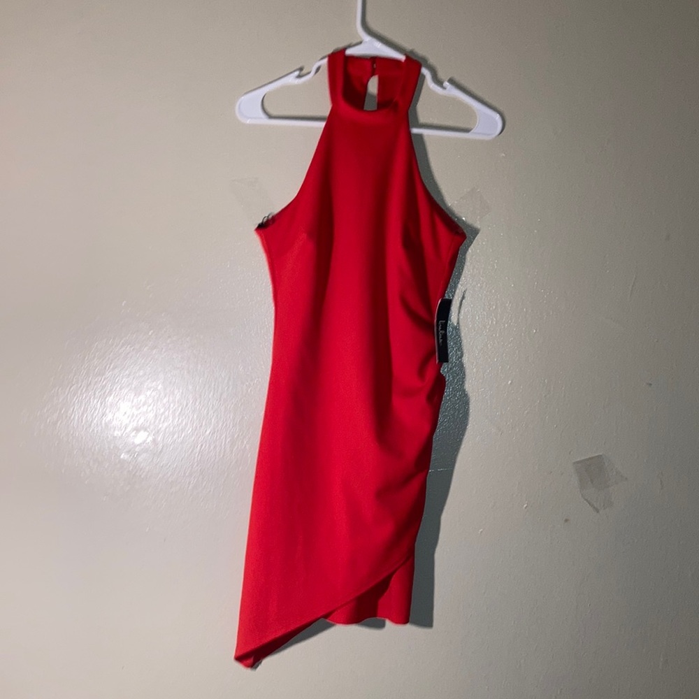 NWT Lulus One Sided Scrunched Diagonal Hem Cocktail Dress Size XS Red